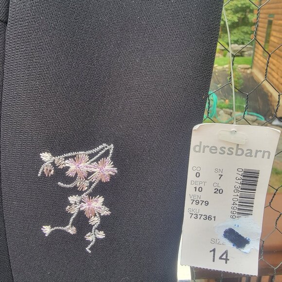 NWT - Fully Lined Black Dress Pink/White Embriodered (Sz 14) - Picture 4 of 9